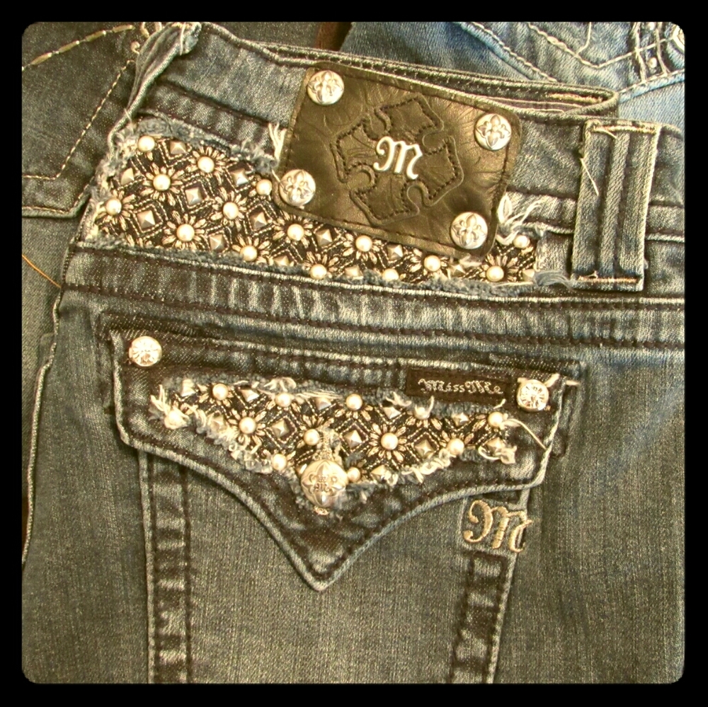 Miss Me Studded Bedazzled Boot Cut Jeans